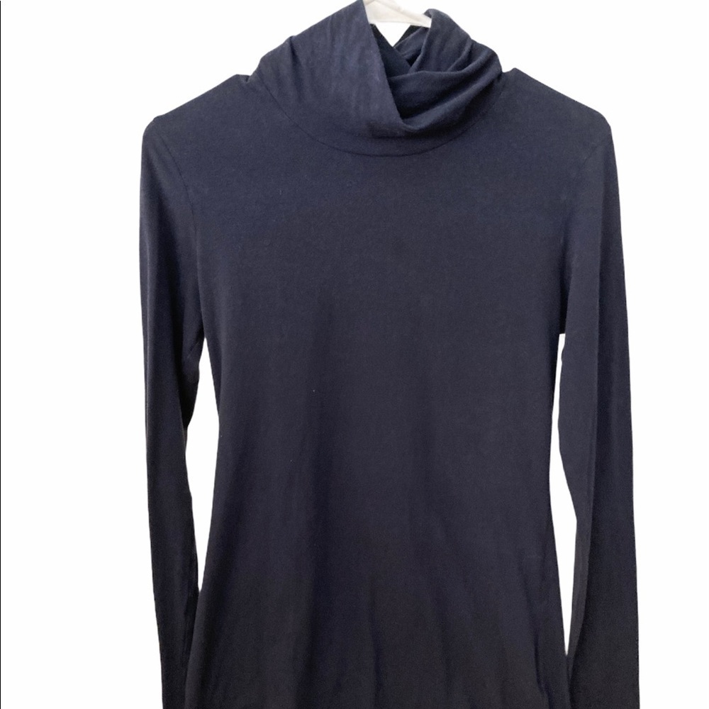 James Perse Blue Turtle Neck Long Sleeves Sweater Top